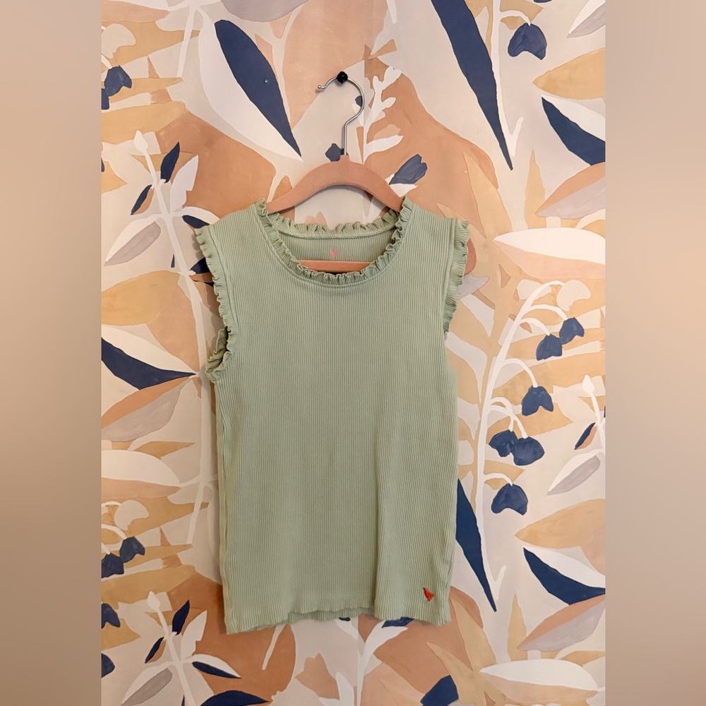 Pink Chicken Sage Green Ruffle Tank Top